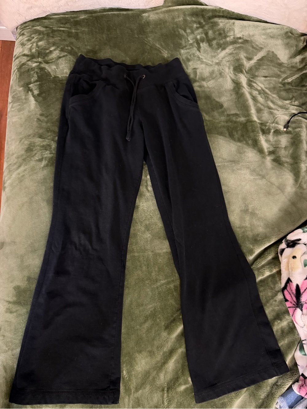 Black Drawstring Wide-Leg Lounge sweat pants